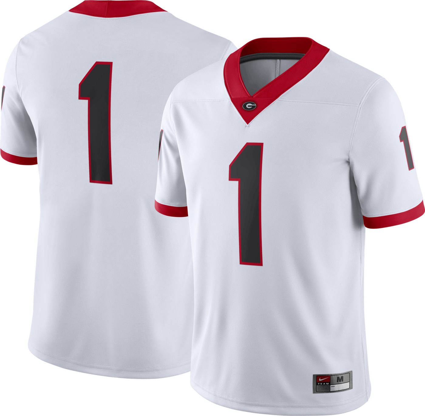 Nike Men s Georgia Bulldogs 1 White Dri FIT Game Football Jersey Dick s Sporting Goods