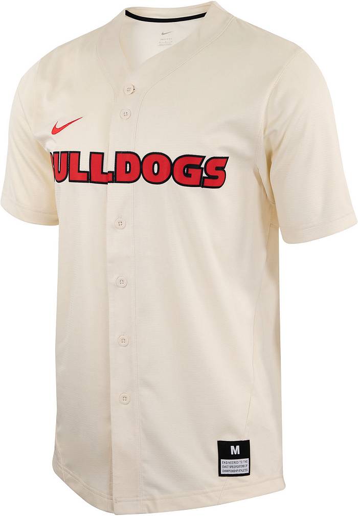 Nike Men's Georgia Bulldogs Natural Full Button Replica Baseball Jersey