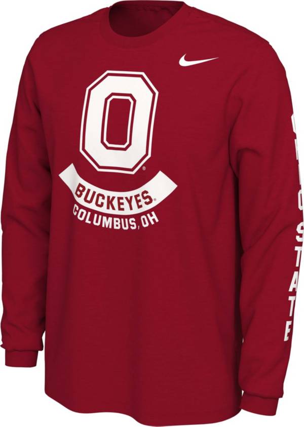 Nike Men's Ohio State Buckeyes Scarlet Vault Logo Long Sleeve T-Shirt product image