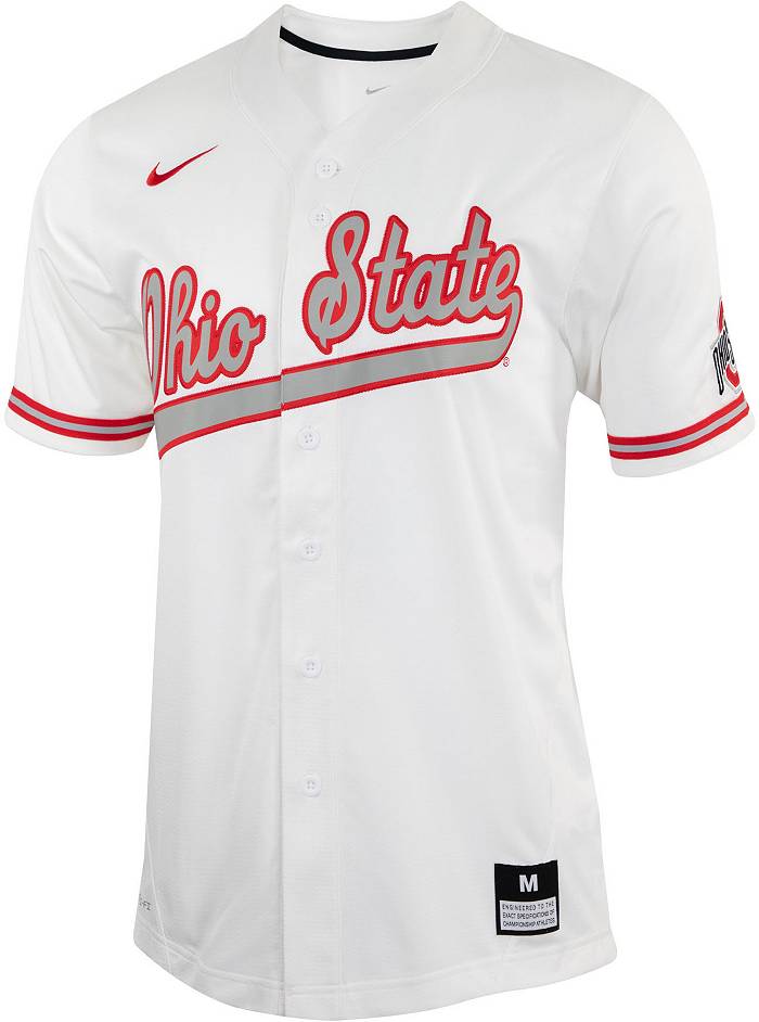 Nike Men's Ohio State Buckeyes White Full Button Replica Baseball