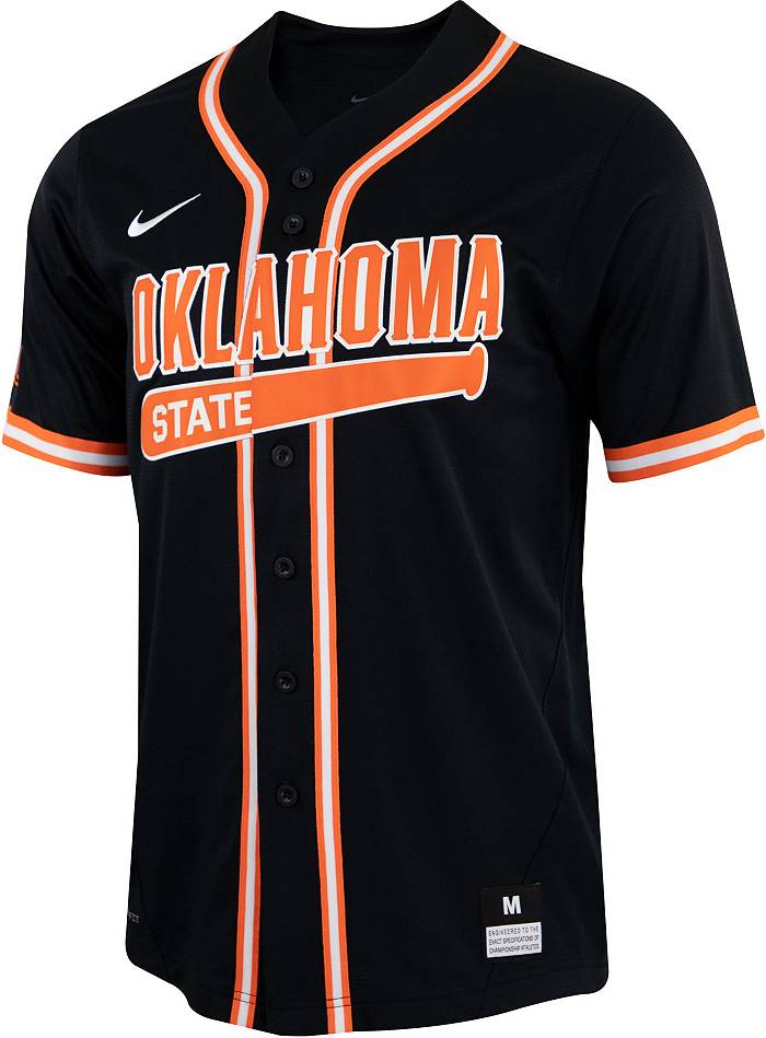 Nike Men's Oklahoma State University Pinstripe Full Button Replica Baseball Jersey Medium / White