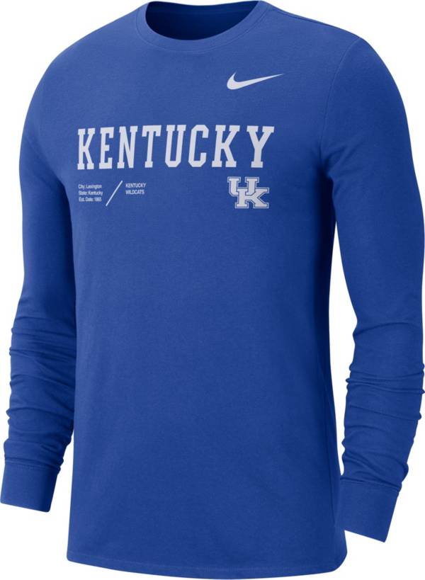 Nike Men's Kentucky Wildcats Blue Dri-FIT Cotton Long Sleeve T-Shirt product image