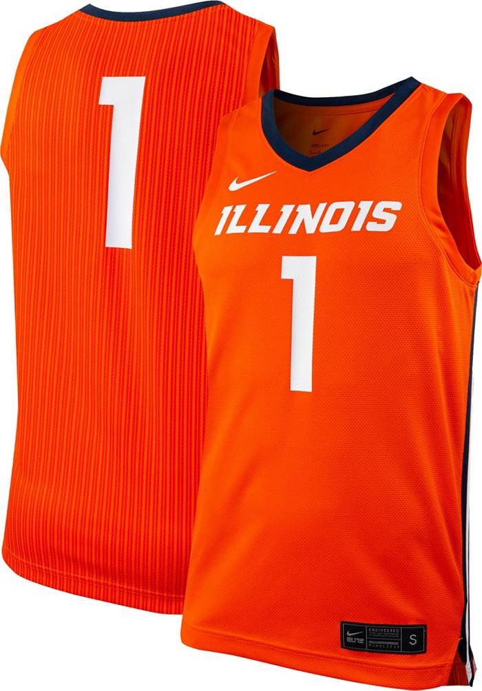 Nike Men's NCAA University of Illinois Fighting Illini Orange #1 Replica Basketball Jersey XXL / Orange