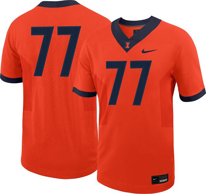 Nike Men's Illinois Fighting Illini #77 Orange Untouchable Game Football Jersey, Large