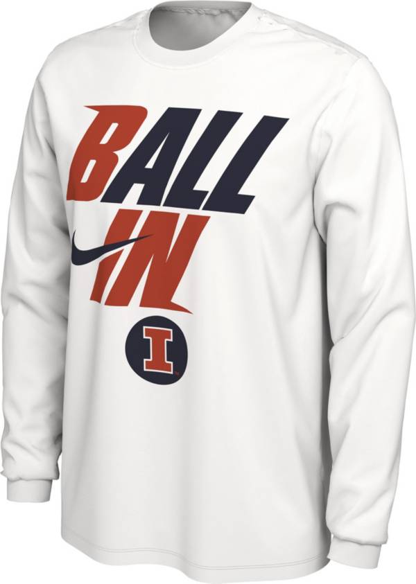 ナイキ Nike メンズ バスケットボール 長袖tシャツ トップス Illinois Fighting Illini White 22 Basketball Ball In Bench Long Sleeve T Shirt Hakakune Sage セットアップ Padelnostro It