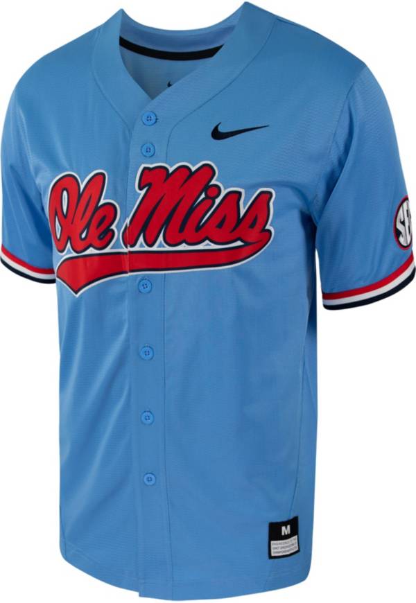 Nike Men's Ole Miss Rebels Blue Full Button Replica Baseball Jersey product image