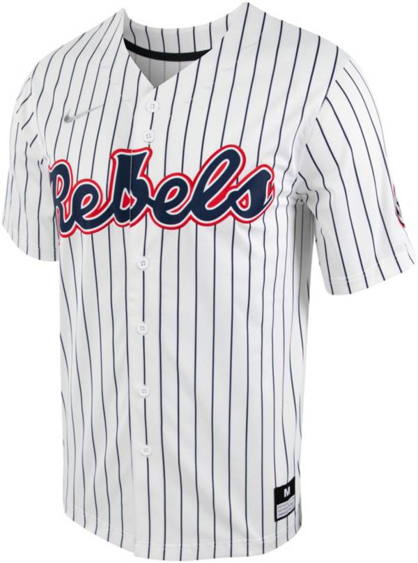 Nike Men s Ole Miss Rebels White Pinstripe Full Button Replica