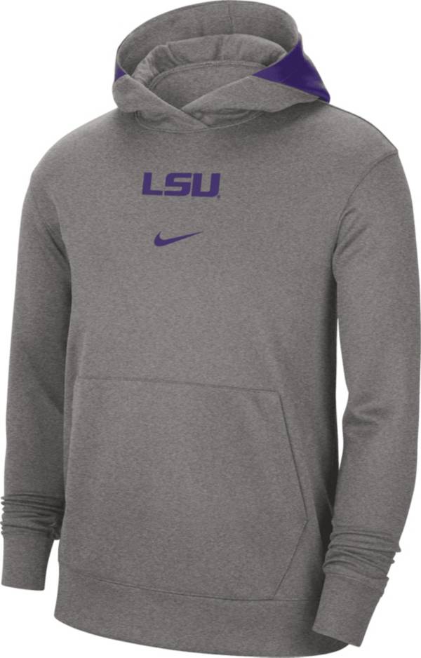 Nike Men s LSU Tigers Grey Spotlight Basketball Dri FIT Pullover