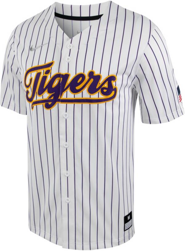 Nike Men's LSU Tigers White Pinstripe Full Button Replica Baseball Jersey product image