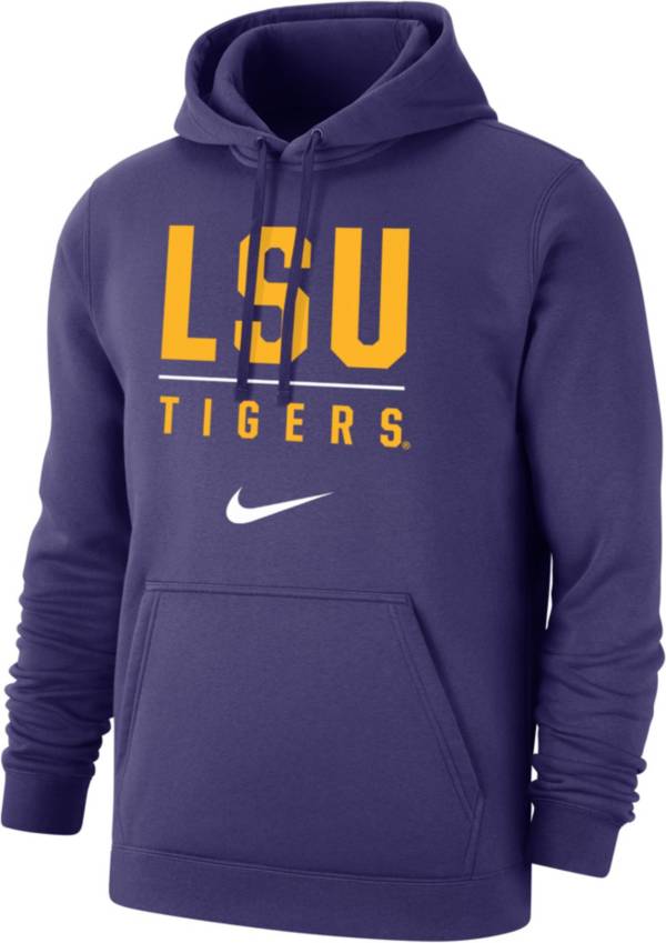 Nike Men's LSU Tigers Purple Club Fleece Wordmark Pullover Hoodie ...