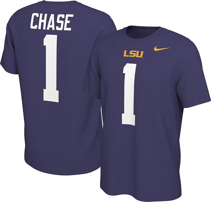 Nike Men's LSU Tigers Ja'Marr Chase #1 Purple Football Jersey T-Shirt, XL