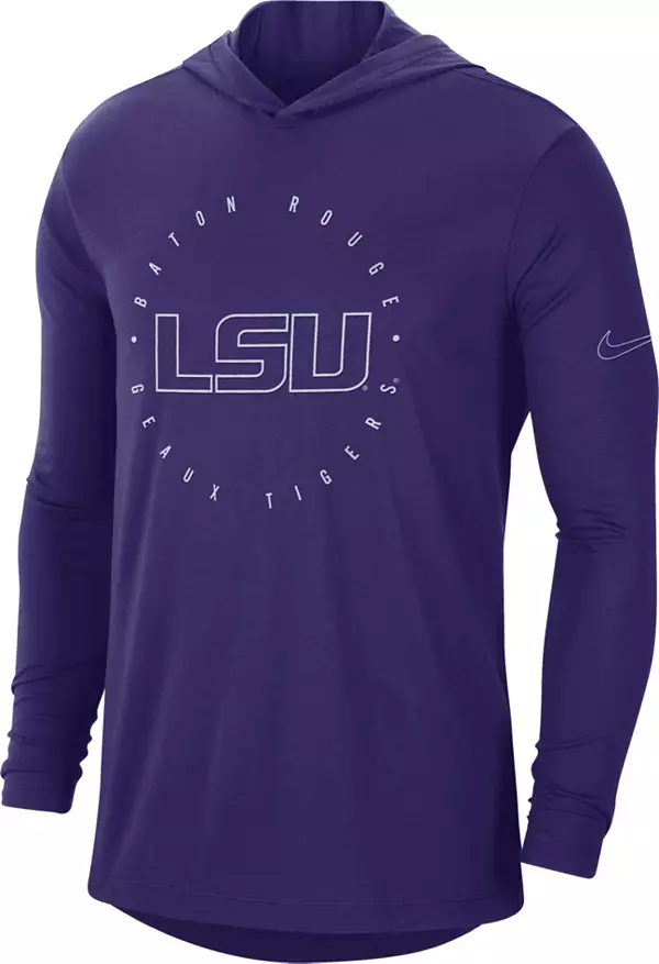 Nike Men's LSU Tigers Purple Dri-FIT Logo Long Sleeve Hoodie T