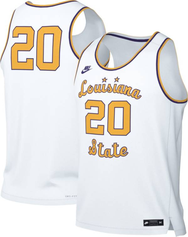 Nike Men's LSU Tigers #20 White Replica Basketball Jersey, Large