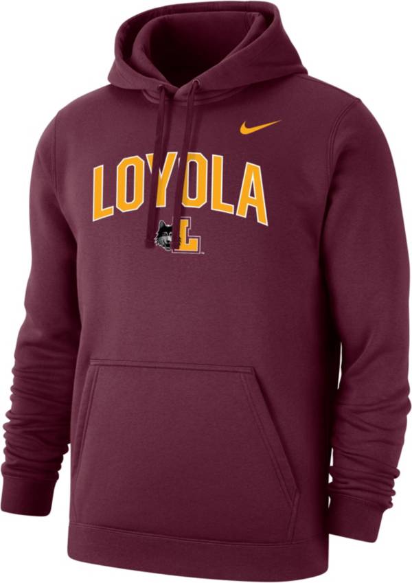 Nike Men's Loyola-Chicago Ramblers Maroon Club Fleece Wordmark Pullover  Hoodie