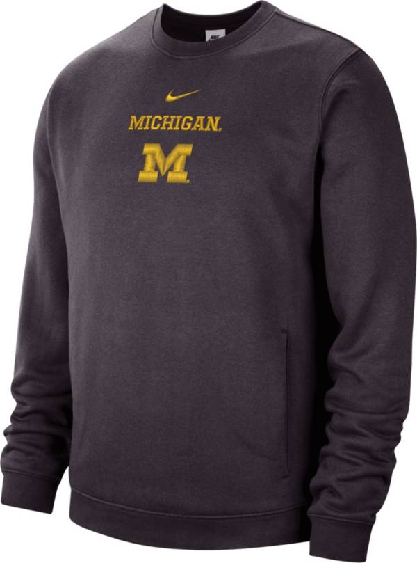 Nike Men's Michigan Wolverines Grey Club Fleece Crew Neck Sweatshirt product image