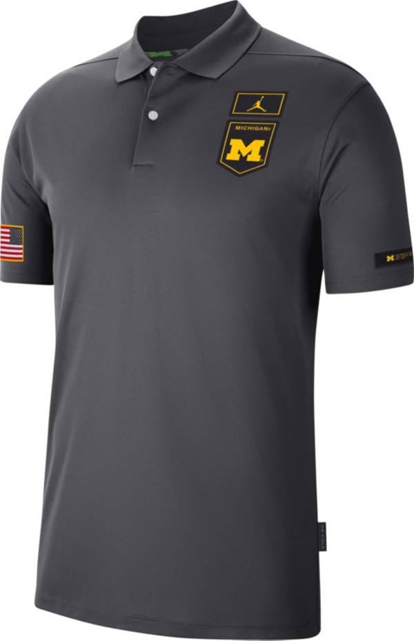 Jordan Men's Michigan Wolverines Grey Military Appreciation Dri-FIT Polo product image