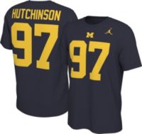 Retro Brand Men's Michigan Wolverines Aidan Hutchinson #97 Blue Replica Football Jersey, Large