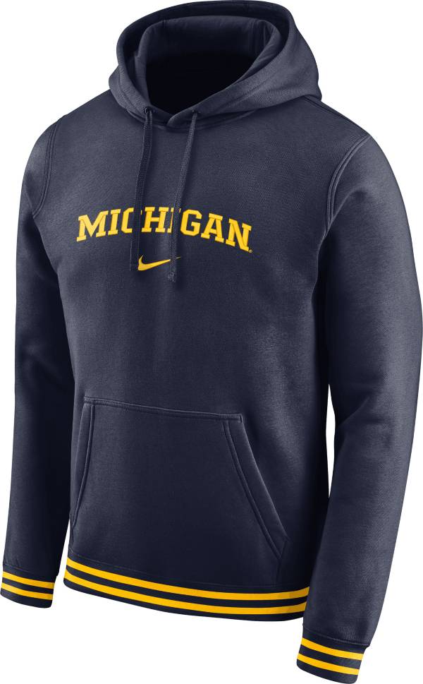 Nike Men's Michigan Wolverines Blue Retro Fleece Pullover Hoodie | Dick ...
