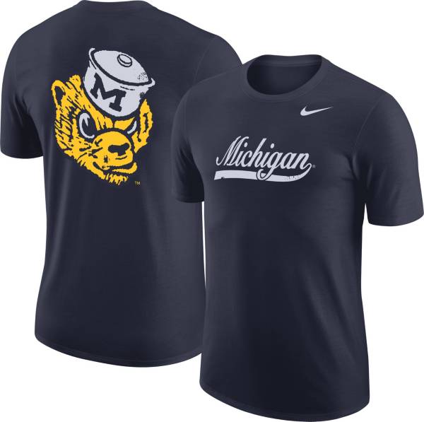Nike Men's Michigan Wolverines Blue Vault Wordmark T-Shirt product image