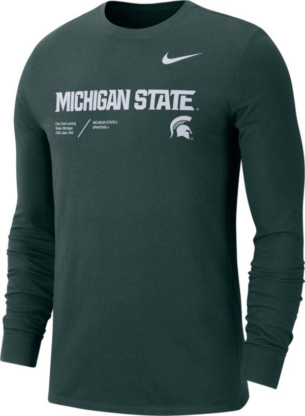 Nike Men's Michigan State Spartans Green Dri-FIT Cotton Long Sleeve T-Shirt product image