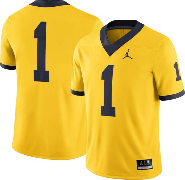 Jordan Men's Michigan Wolverines #1 Maize Alternate Dri-FIT Game Football Jersey product image