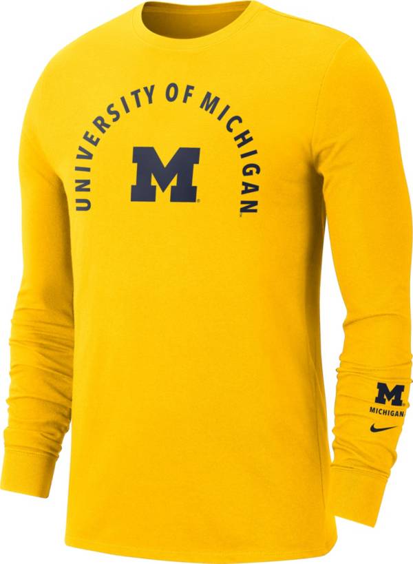 Nike Men's Michigan Wolverines Maize Core Cotton Seasonal Long Sleeve T ...