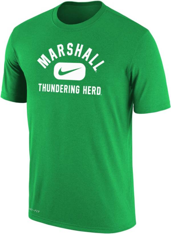 Nike Men's Marshall Thundering Herd Green Dri-FIT Cotton Swoosh in Pill T-Shirt product image