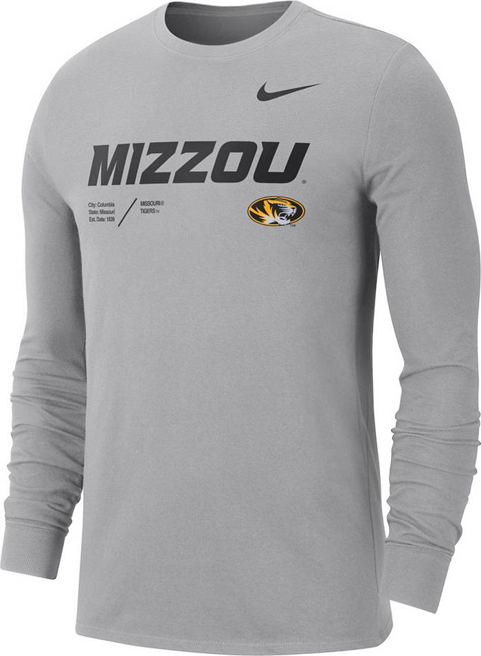Nike Men's Missouri Tigers Grey Dri-FIT Cotton Long Sleeve T-Shirt