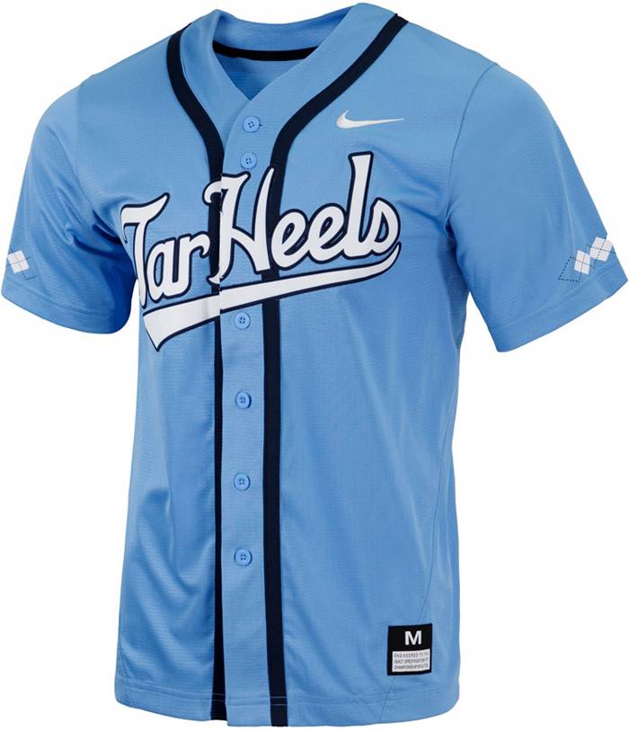 Nike Men's North Carolina Tar Heels Carolina Blue Full Button Replica Baseball  Jersey