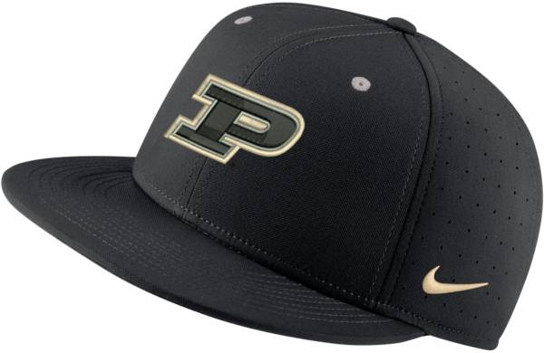 Nike Men's Purdue Boilermakers Black Aero True Baseball Fitted Hat ...