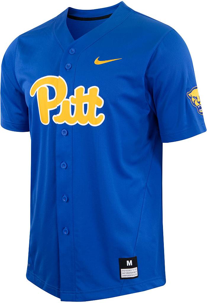 Nike Men's Pitt Panthers Blue Full Button Replica Baseball Jersey, Medium