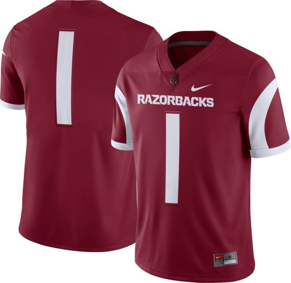 Nike Men's Arkansas Razorbacks 1 Crimson DriFIT Game Football Jersey