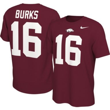 sorry, Nike Men's Arkansas Razorbacks Treylon Burks #16 Cardinal Football Jersey T-Shirt is currently out of stock