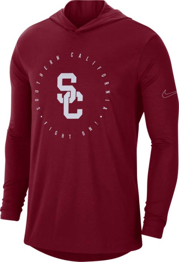 Nike Men's USC Trojans Cardinal Dri-FIT Logo Long Sleeve Hoodie T-Shirt