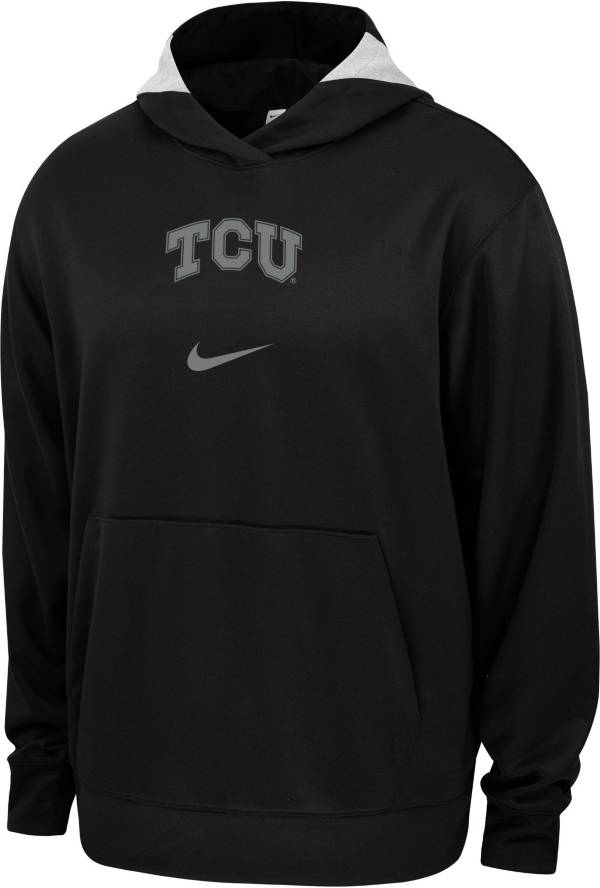 Nike Men s TCU Horned Frogs Black Spotlight Basketball Dri FIT Pullover Hoodie