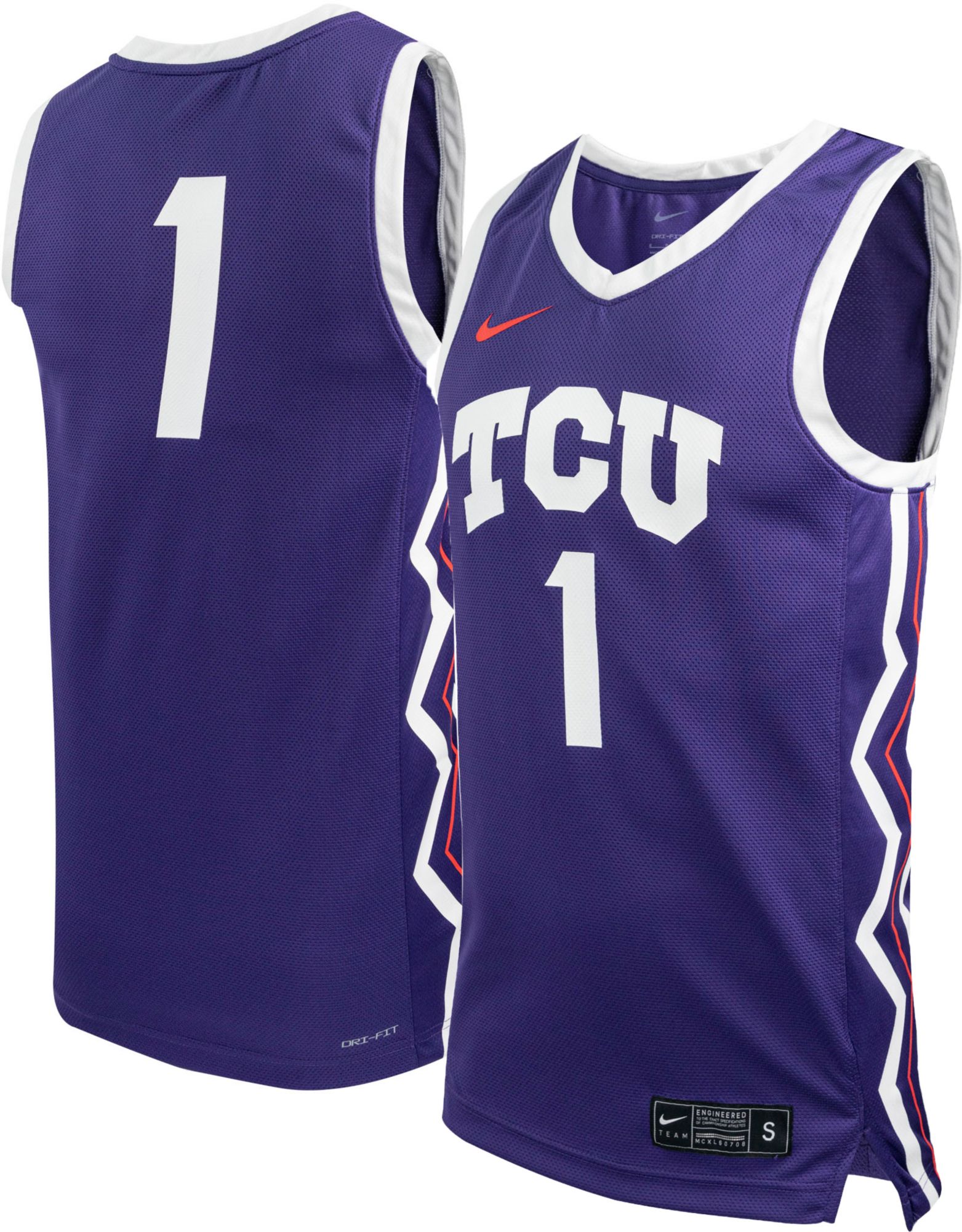 Nike Men's TCU Horned Frogs #1 Purple Replica Basketball Jersey product image