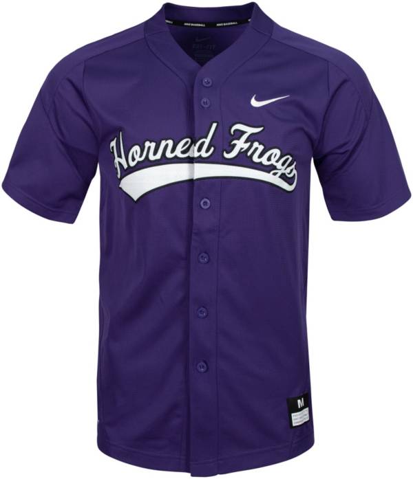 Nike Men's TCU Horned Frogs Purple Full Button Replica Baseball Jersey product image