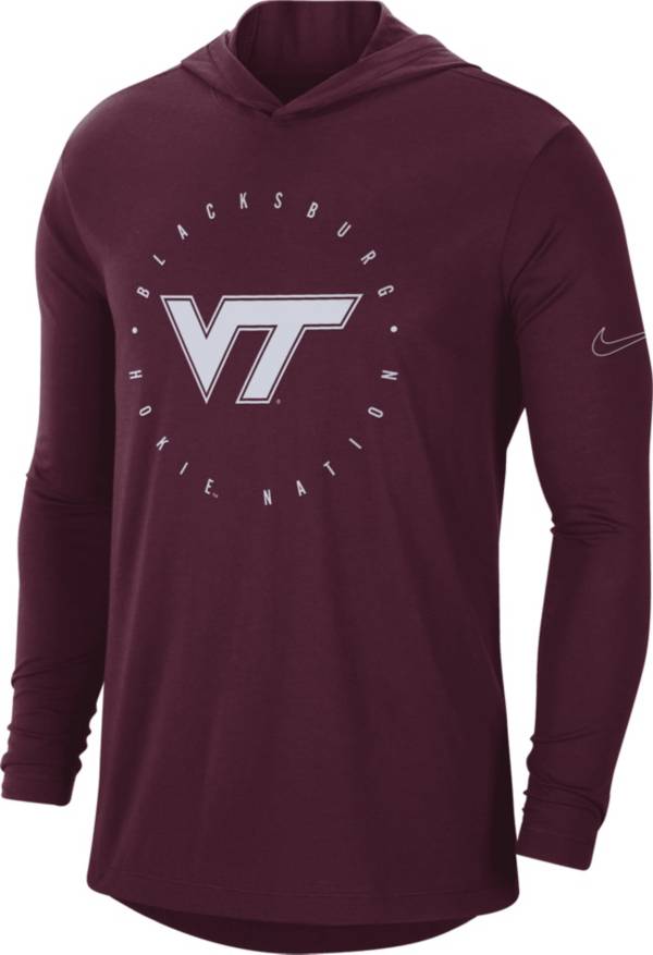 Nike Men's Virginia Tech Hokies Maroon Dri-FIT Logo Long Sleeve Hoodie T-Shirt product image