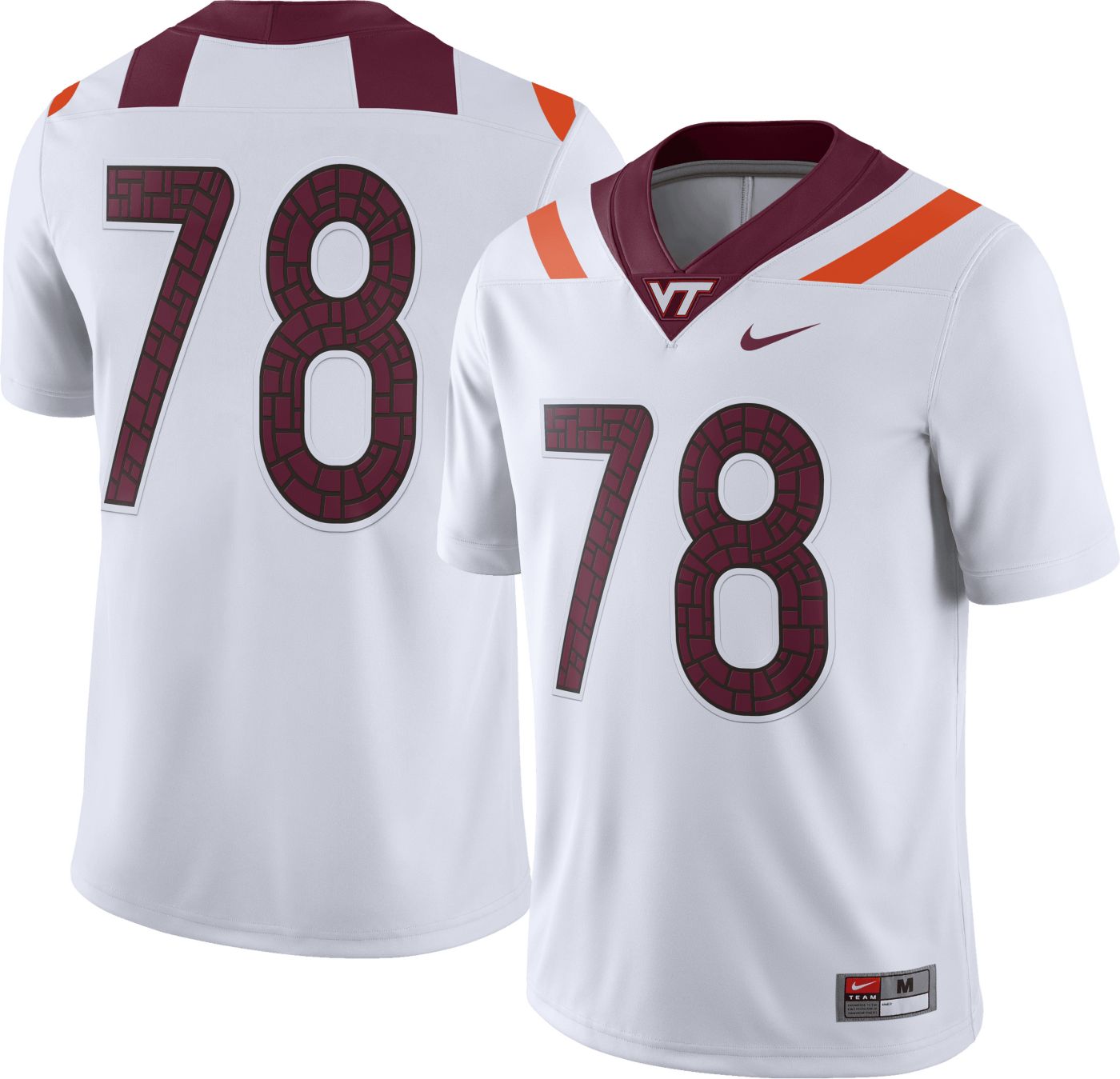 Nike Men s Virginia Tech Hokies 78 White Dri FIT Game Football Jersey Dick s Sporting Goods