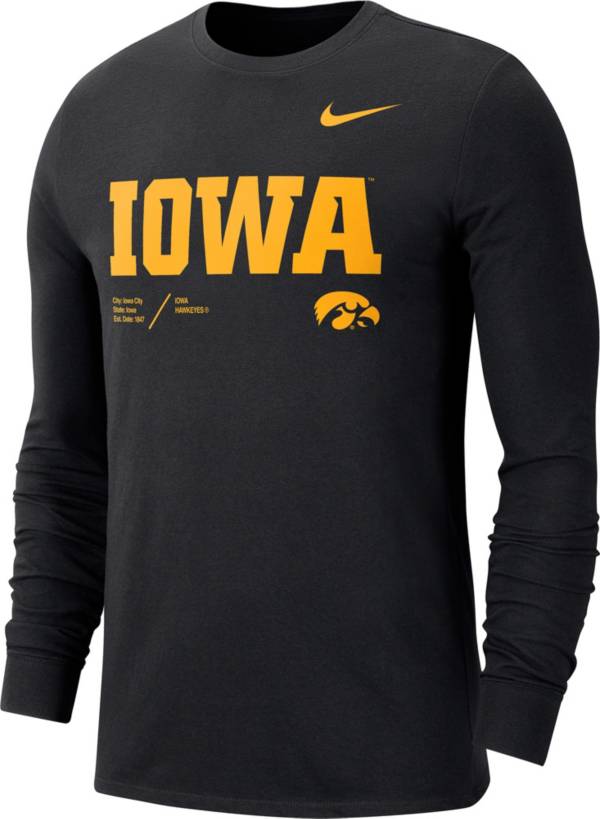 Nike Men's Iowa Hawkeyes Black Dri-FIT Cotton Long Sleeve T-Shirt product image