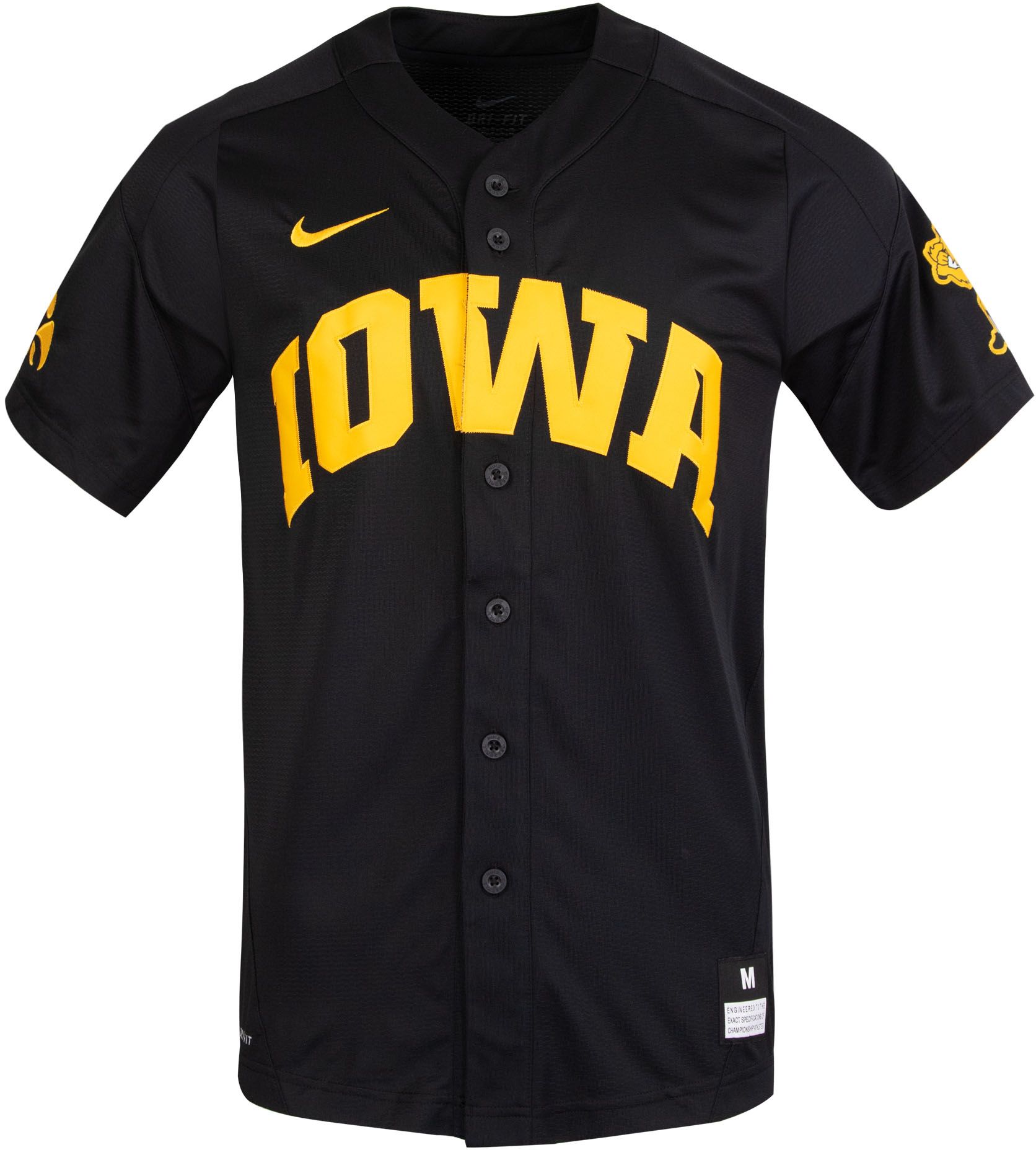 Nike Men's Iowa Hawkeyes Black Full Button Replica Baseball Jersey