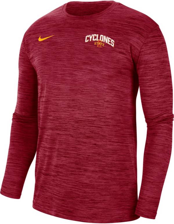 Nike Men's Iowa State Cyclones Cardinal Dri-FIT Velocity Football Sideline  Long Sleeve T-Shirt