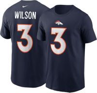 Men's Denver Broncos #3 Russell Wilson Navy Pullover Hoodie on