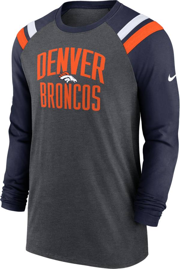 Nike Men's Denver Broncos Athletic Charcoal/Navy Long Sleeve Raglan T-Shirt product image