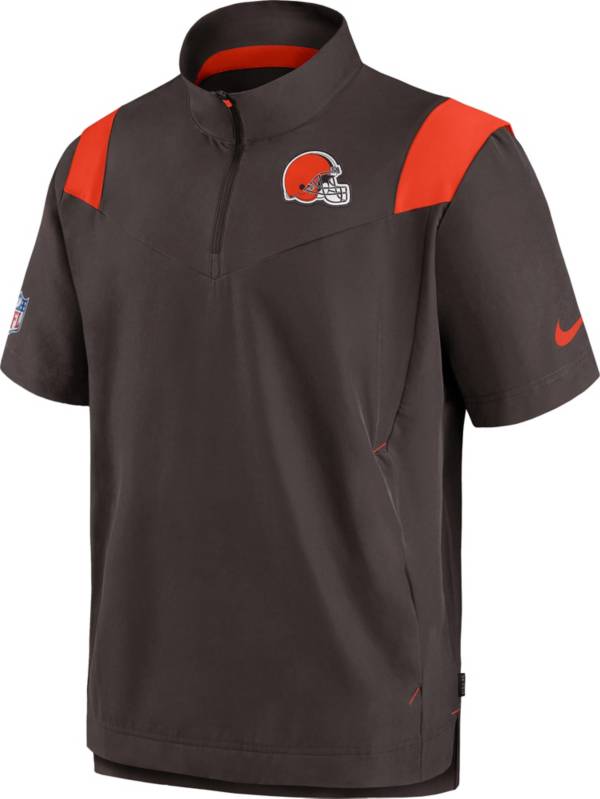 Nike Men's Cleveland Browns Sideline Coaches Short Sleeve Brown Jacket product image