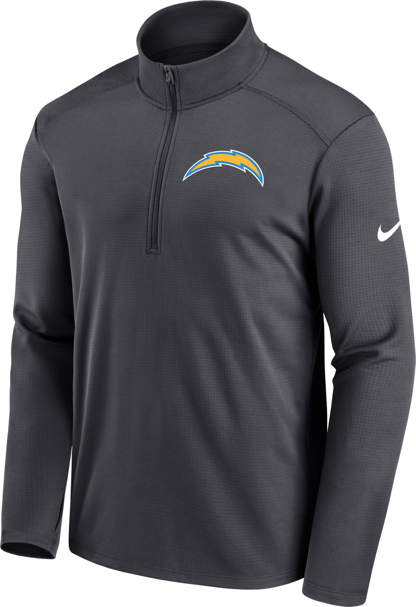 Nike Men's Los Angeles Chargers Logo Pacer Anthracite Half-Zip Pullover