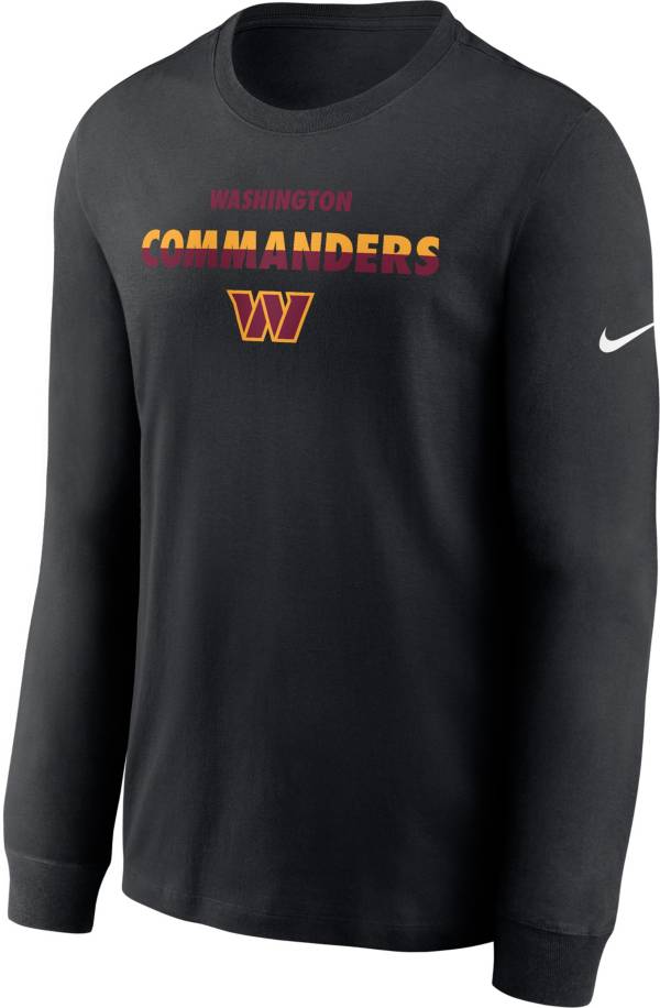 Nike Men's Washington Commanders Logo Wordmark Black Long Sleeve T-Shirt