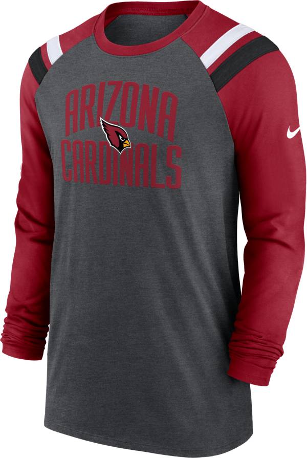 Nike Men's Arizona Cardinals Athletic Charcoal Heather/Red Long Sleeve Raglan T-Shirt product image