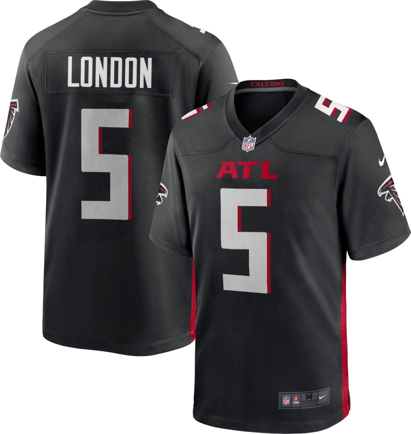 Nike Men s Atlanta Falcons Drake London 5 Black Game Jersey Dick s Sporting Goods