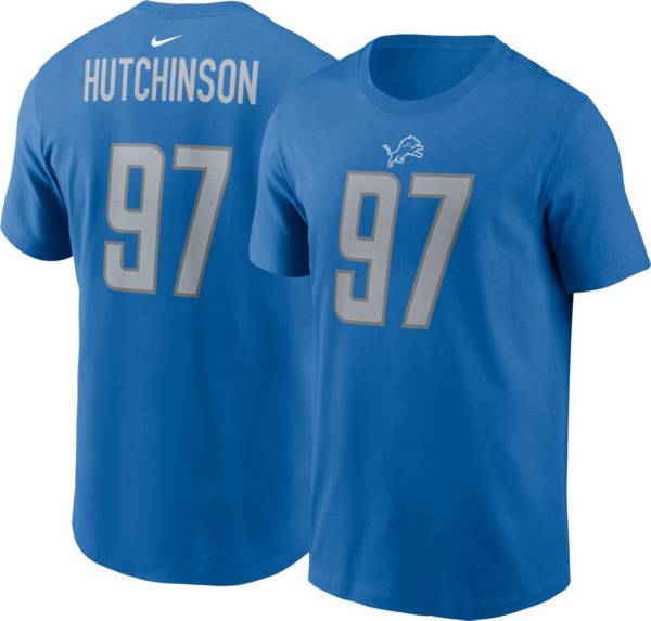 Nike Men's Detroit Lions Aidan Hutchinson #97 Logo Blue T-Shirt product image